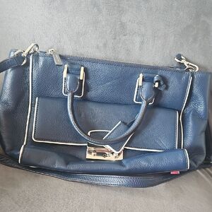 Michael Kors Blue and Silver Satchel with Structured Design